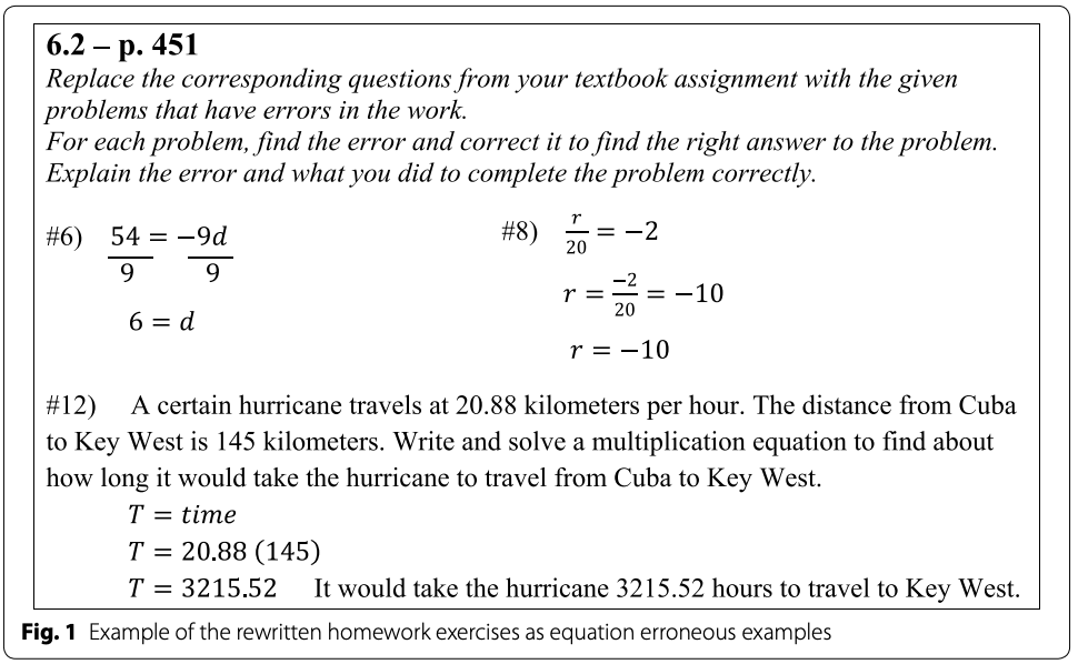 finding errors in methematics