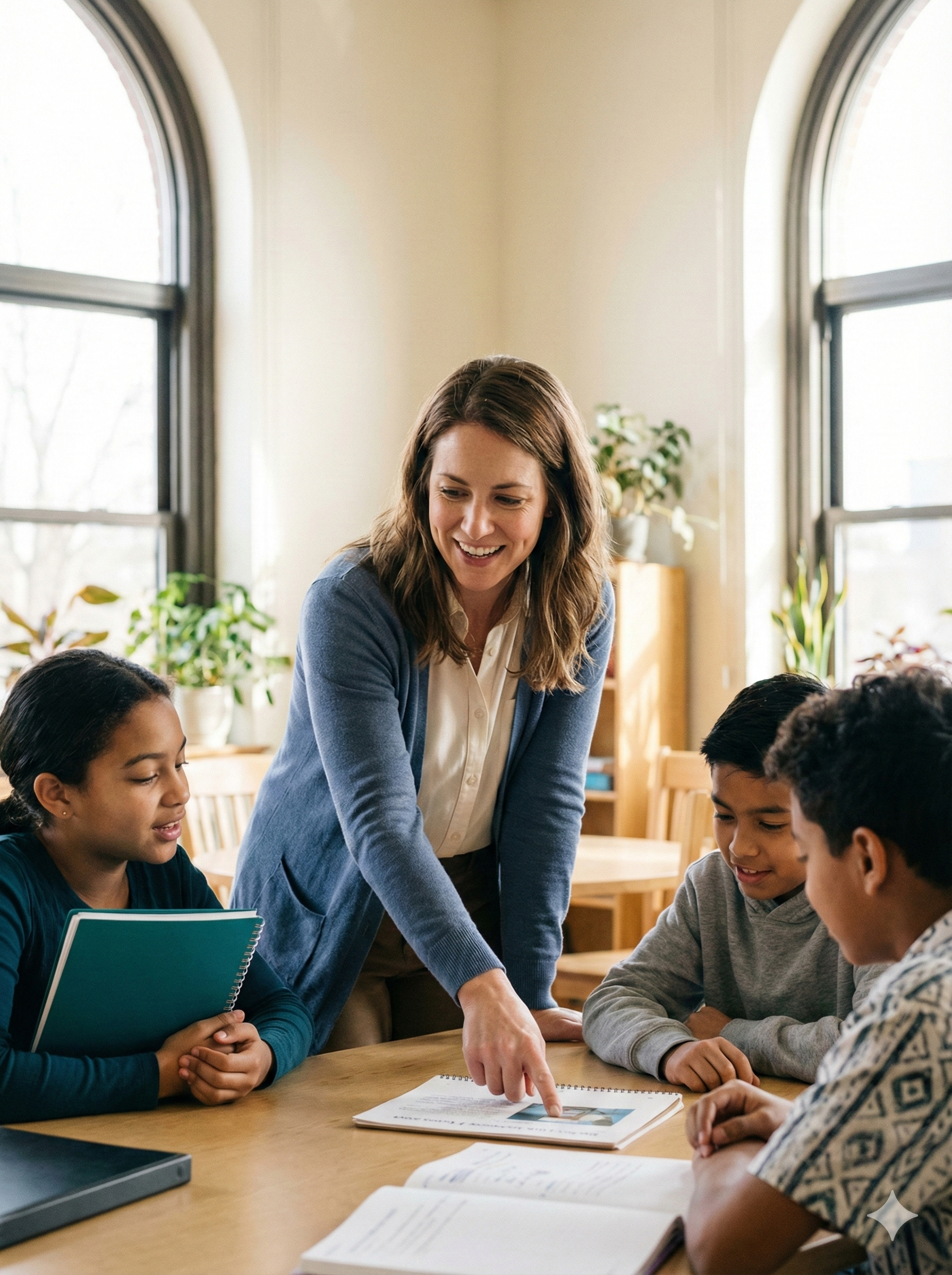 Educator engaging with students